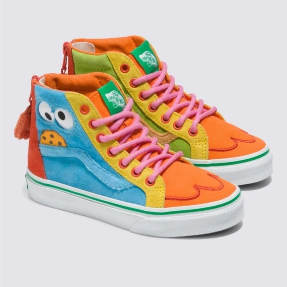 RARE Collab Sesame Street x Vans US Kids Size 2 Sk8-hi Zipper Heel Sneakers - Picture 2 of 10